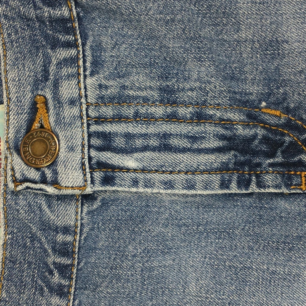 Vintage Abercrombie & Fitch Mini Skirt 2 Denim Blue Jean Cut Off Distressed Y2K - Picture 5 of 12